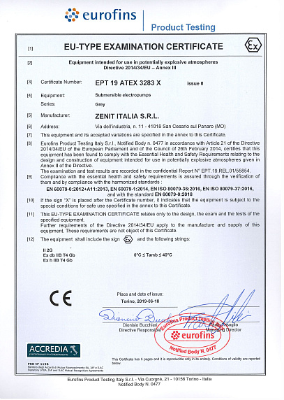 Декларация соответствия ЕС Zenit серии GREY